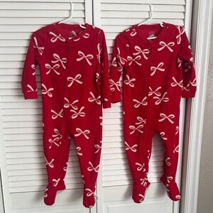Carter's Red and White Bow Footies